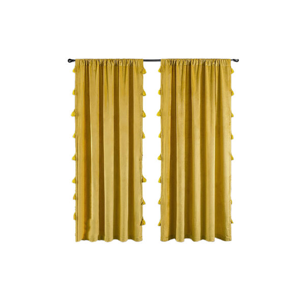 Frifoho Velvet Handmade Tassel Curtain Room Darkening Ther Velvet Room